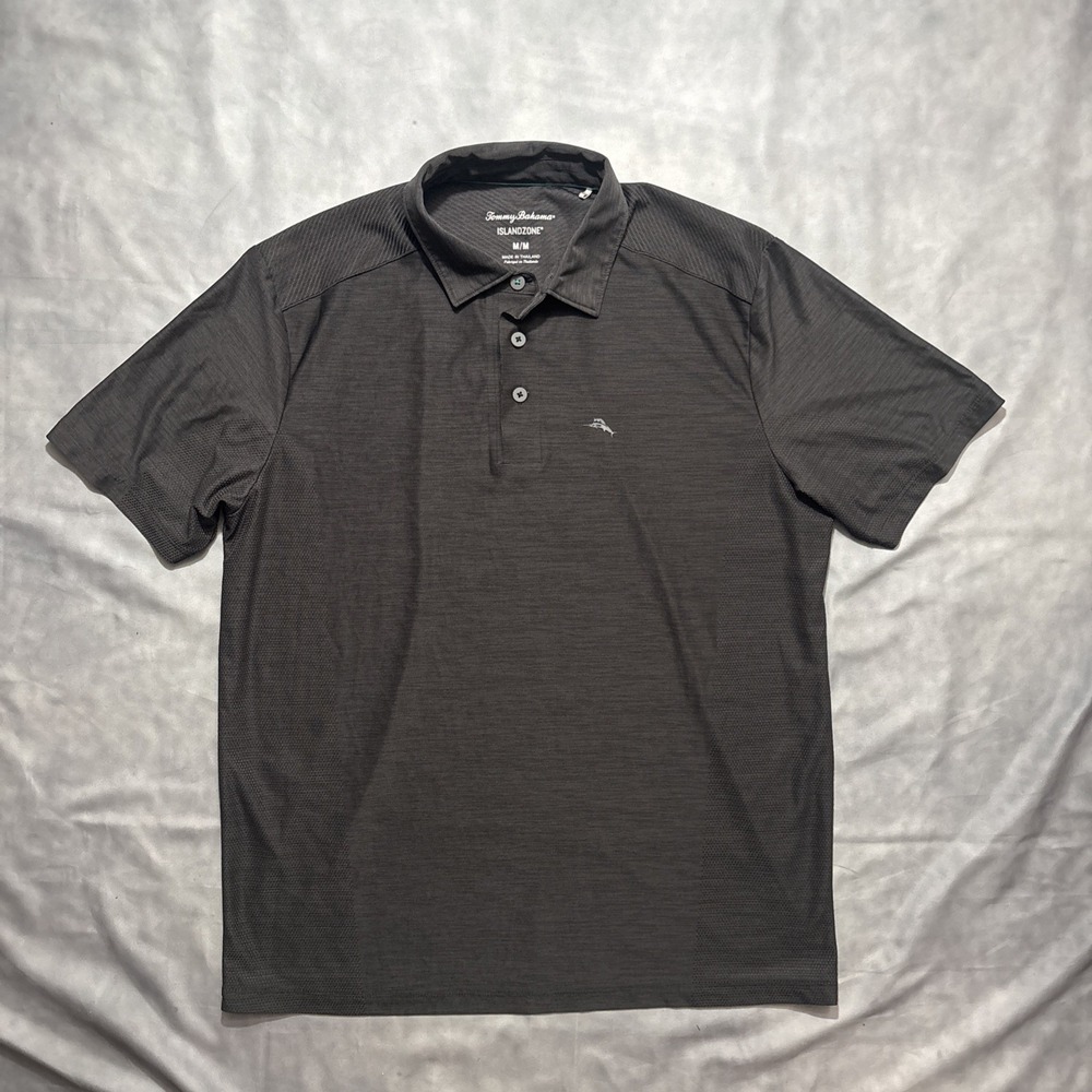 Tommy Bahama Polo Shirt Mens Medium Island Zone Performance Short Sleeve Black